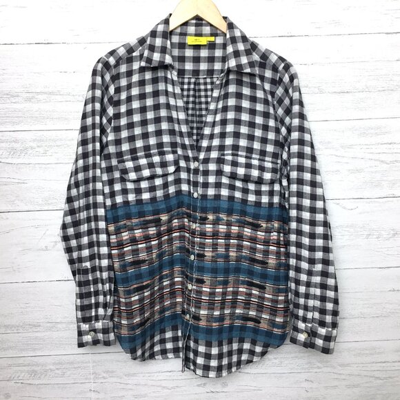 Roller Rabbit Women's Plaid Flannel Shirt Button Front Long Sleeves Large - Picture 1 of 8